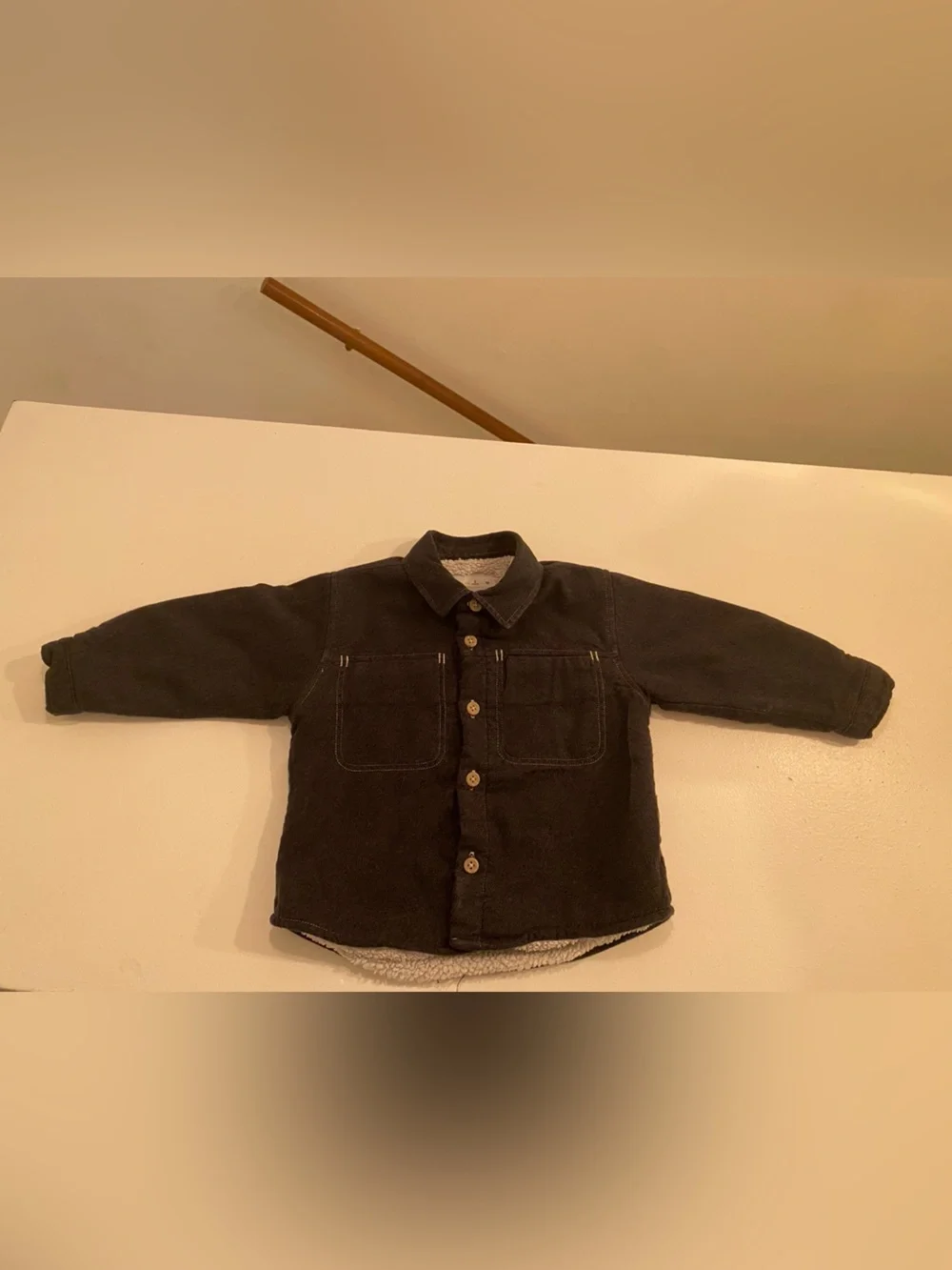 ZARA Kids Sherpa Lined Charcoal Shirt Jacket Overshirt 2Y 92cm
